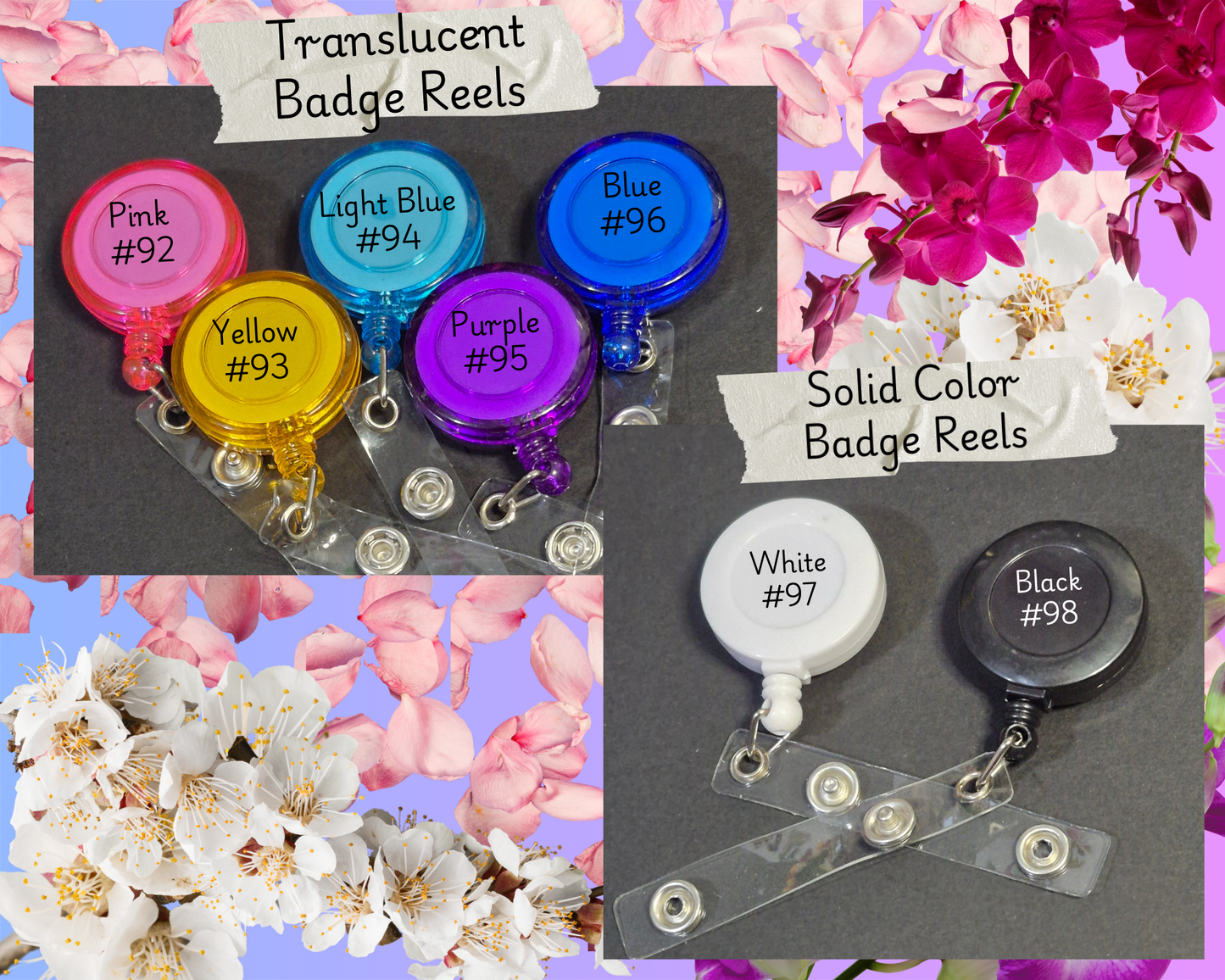 Translucent and solid color badge reels