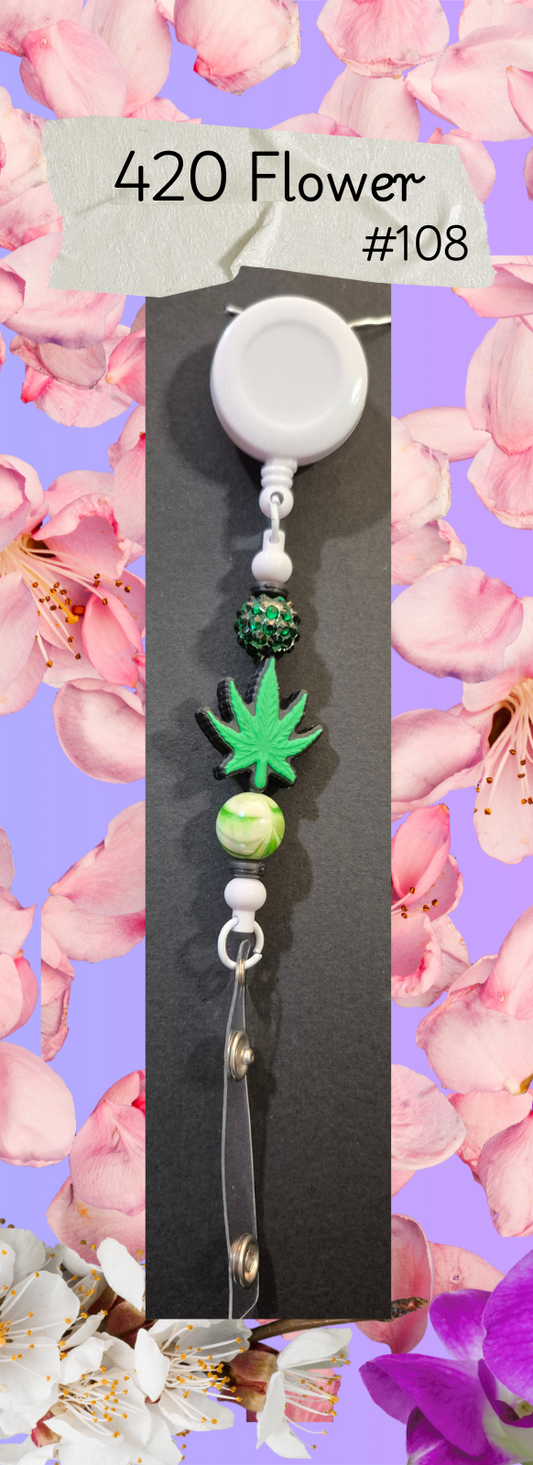 Beaded Badge Reels - 420 Flower - #108