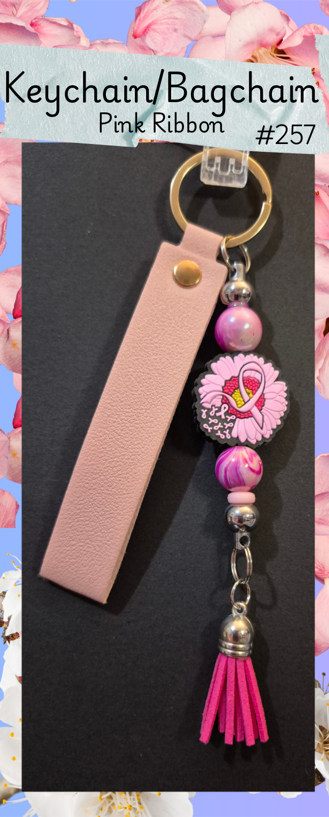 Keychain/ Phone chain/ Bag chain - Pink Ribbon - #257