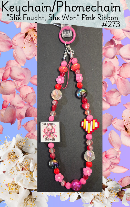 Keychain/ Phone chain/ Bag chain - Pink Ribbon - #273